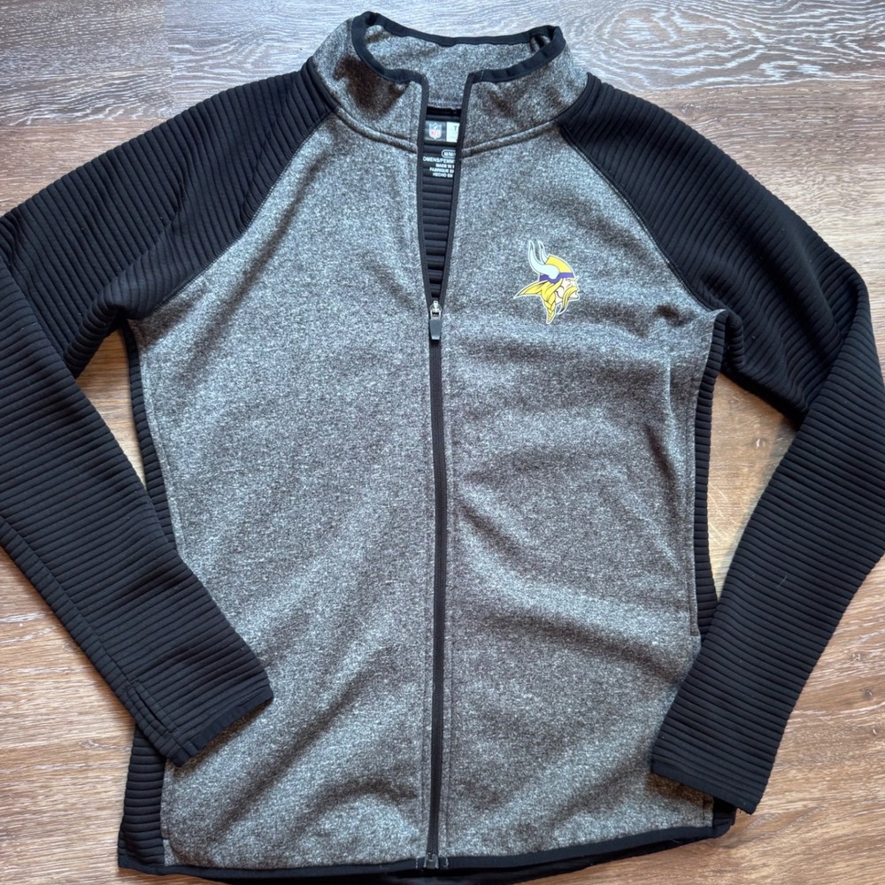 NFL Team Apparel Minnesota Vikings Womens Grey Black Full Zip  Jacket M